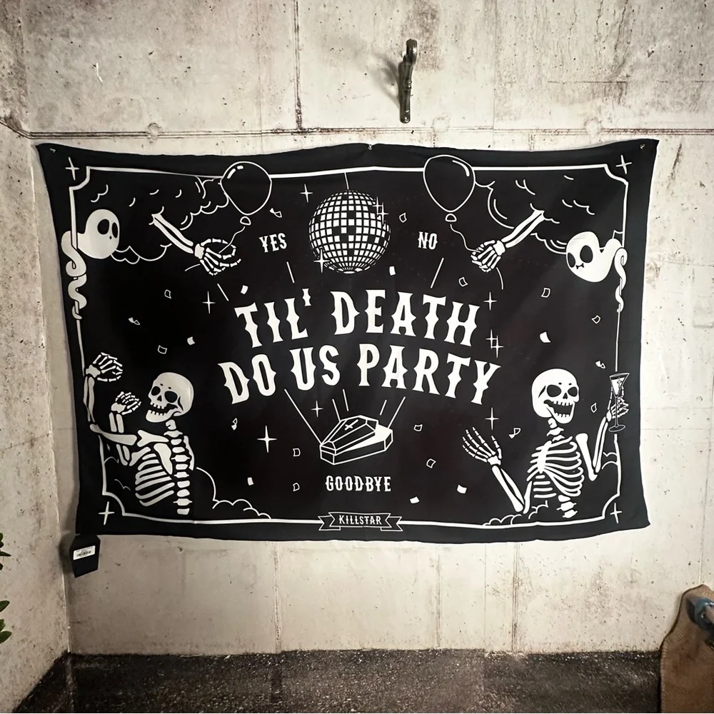 Killstar dancing skeleton Halloween party decor wall tapestry
